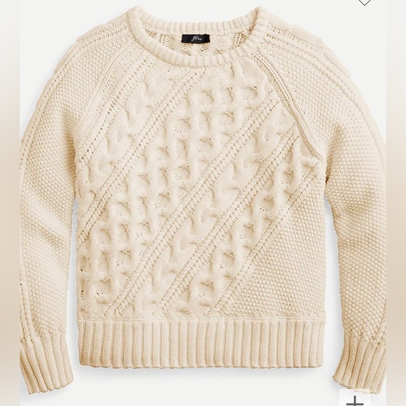 NWT JCrew diagonal cableknit crewneck sweater - Picture 5 of 6